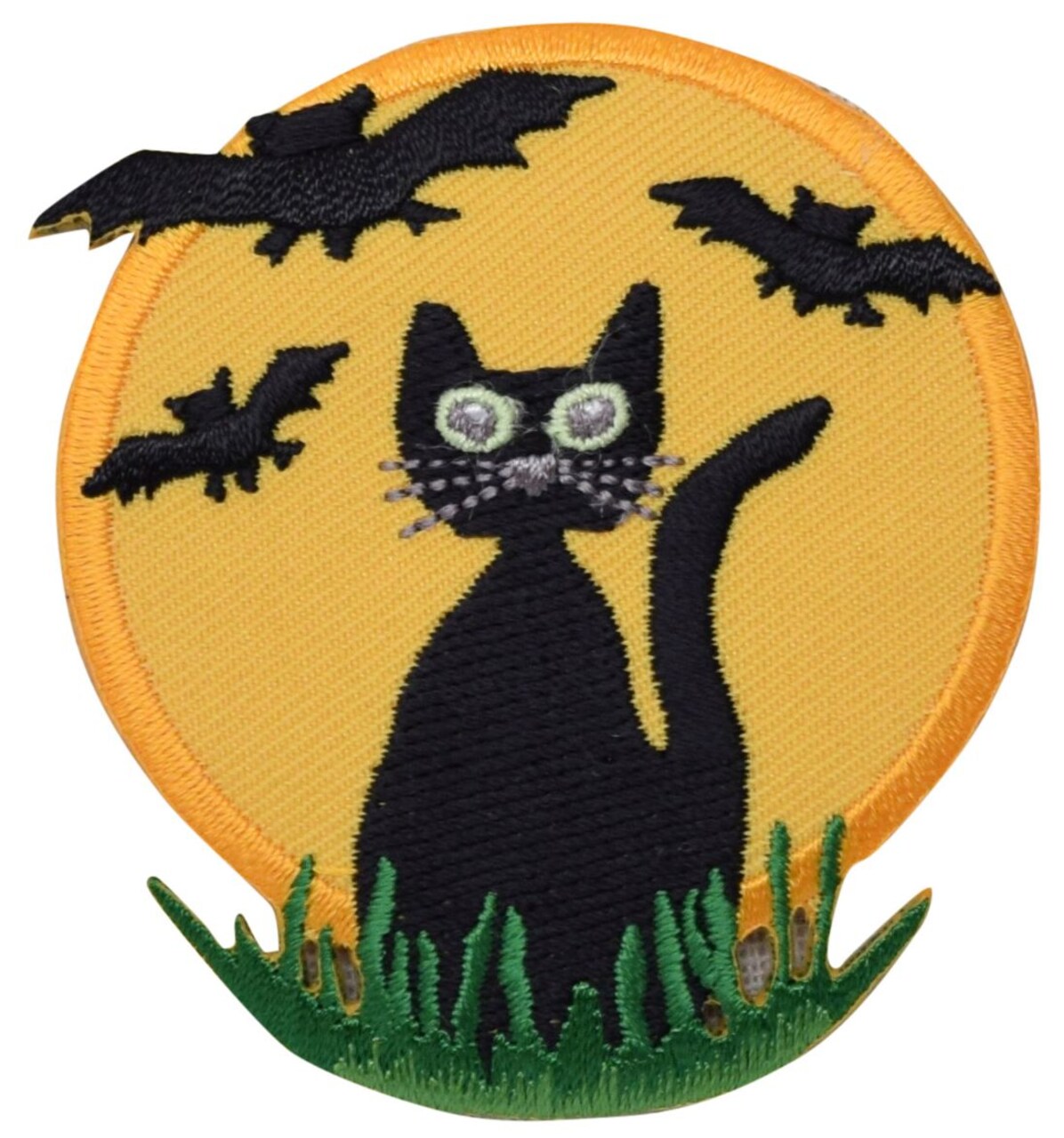 Black Cat with Full Moon, Halloween, Embroidered, Iron on Patch